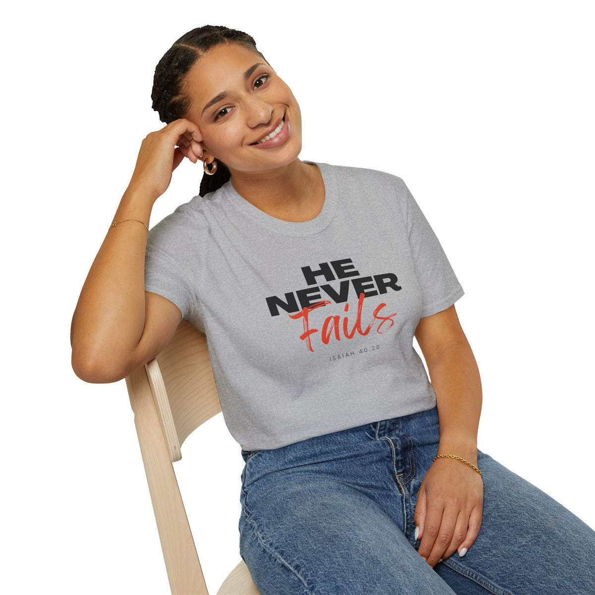 He Never Fails- Unisex Softstyle T-Shirt