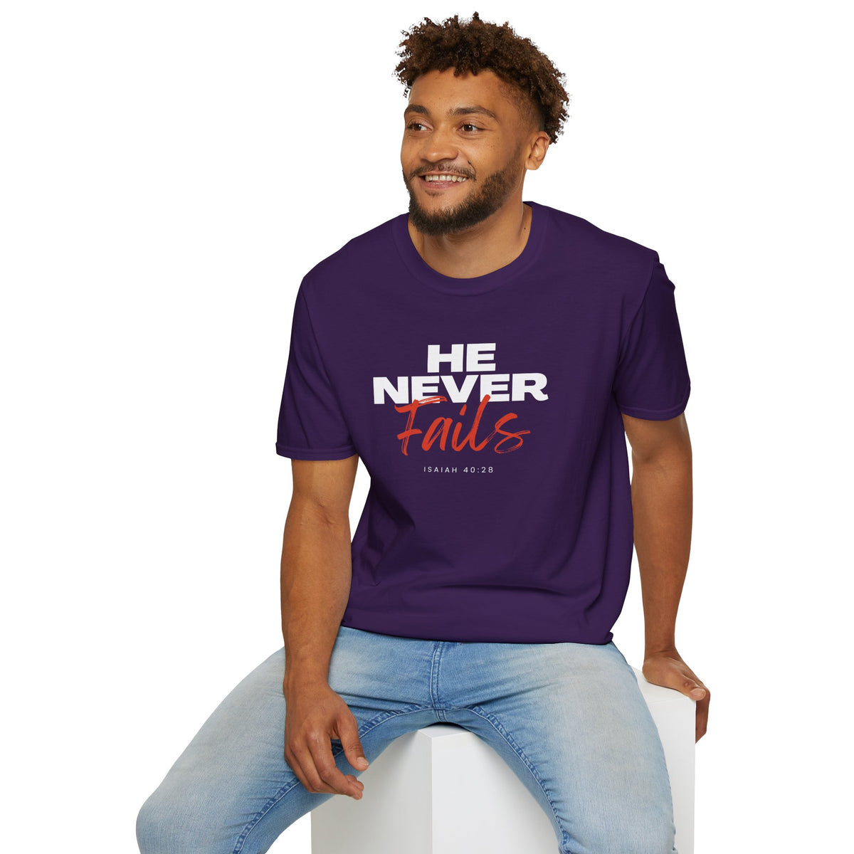 He Never Fails- Unisex Softstyle T-Shirt