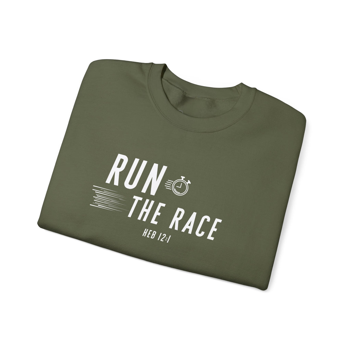Run the Race Christian Sweatshirt – Hebrews 12:1 Wear Your Faith
