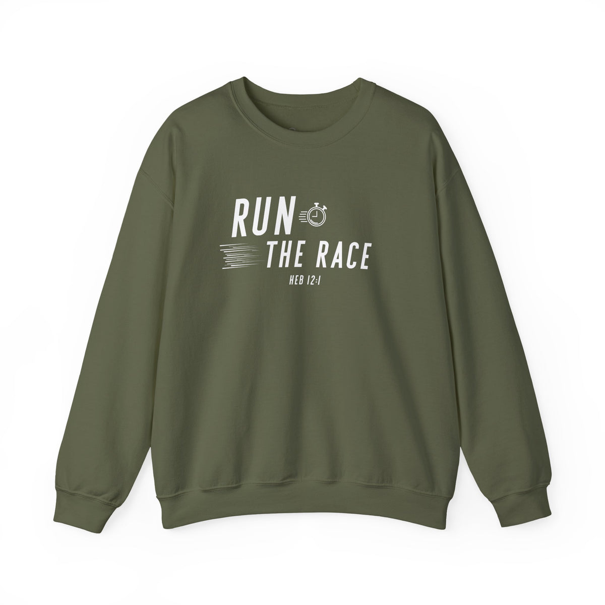 Run the Race Christian Sweatshirt – Hebrews 12:1 Wear Your Faith
