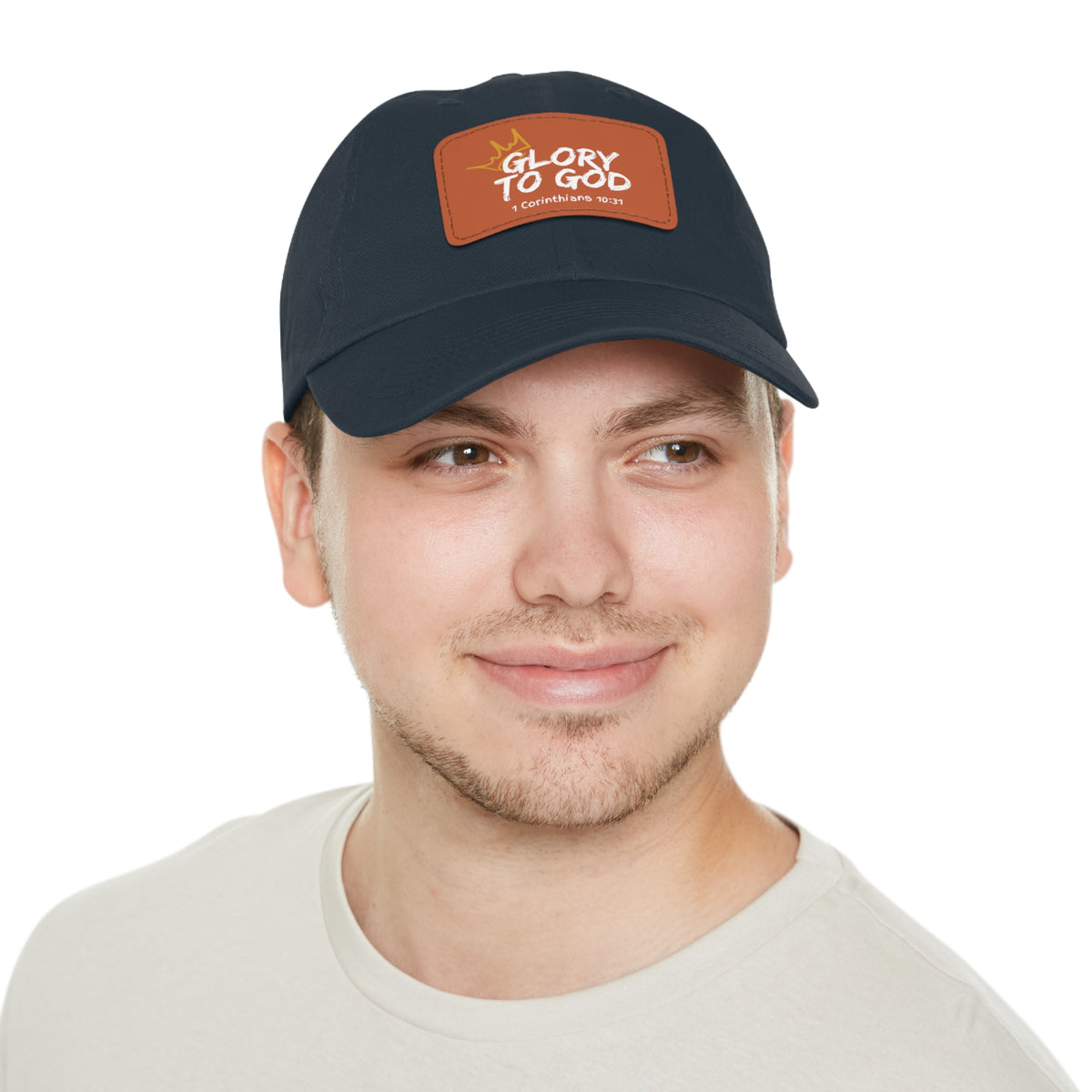 Glory To God- Dad Hat with Leather Patch (Rectangle)