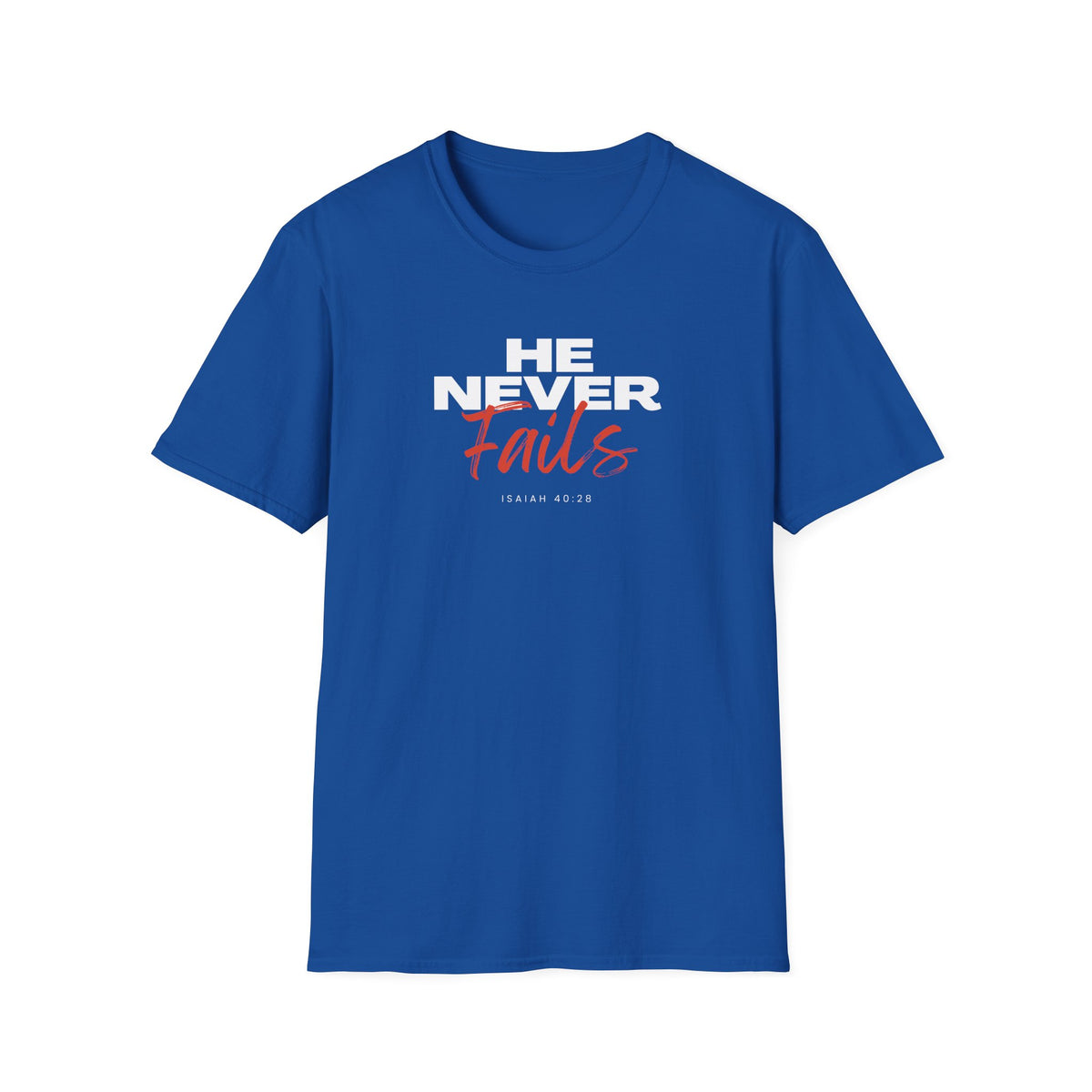 "He Never Fails" Unisex Softstyle T-Shirt