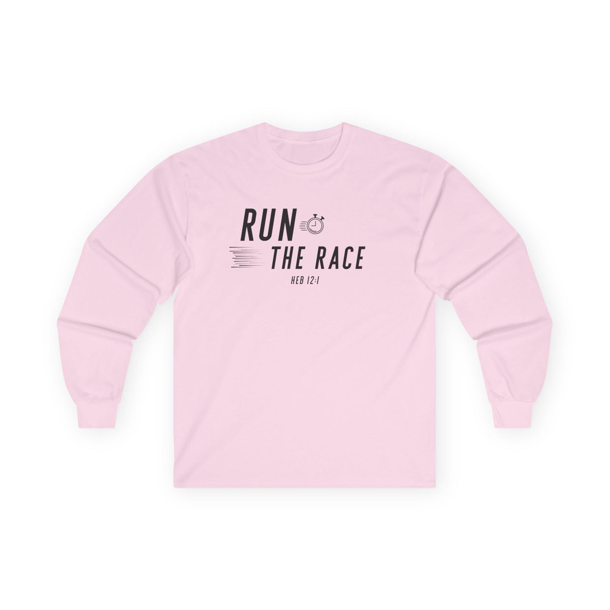 Run the Race Christian Long Sleeve T-Shirt – Hebrews 12:1 Faith in Every Season