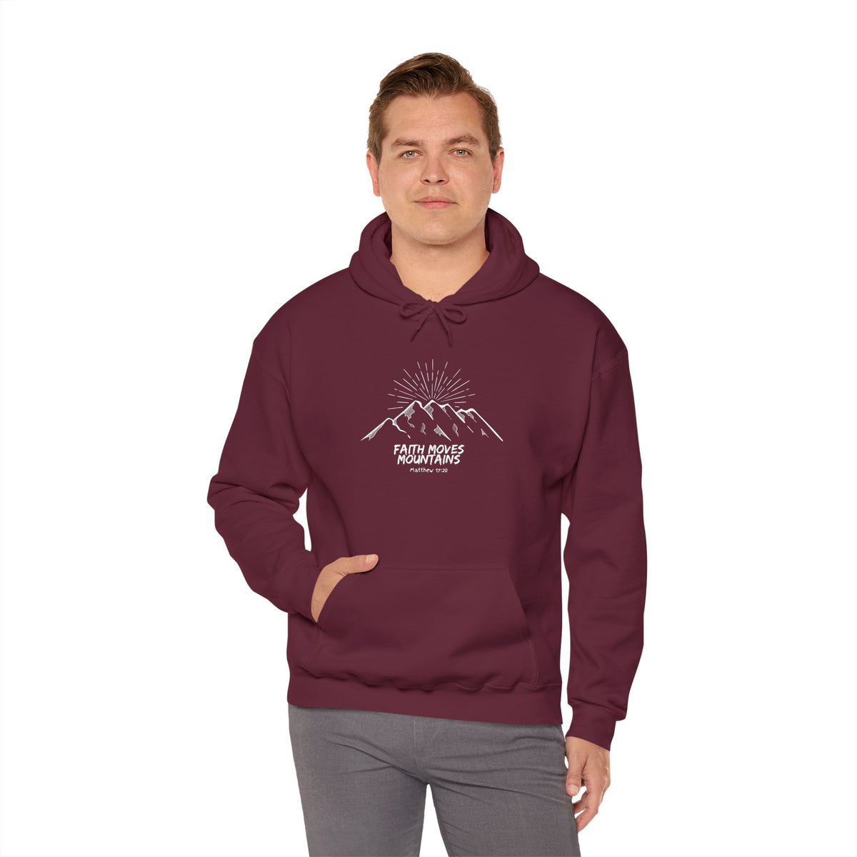 "Faith Moves Mountains" Unisex Heavy Blend™ Hooded Sweatshirt