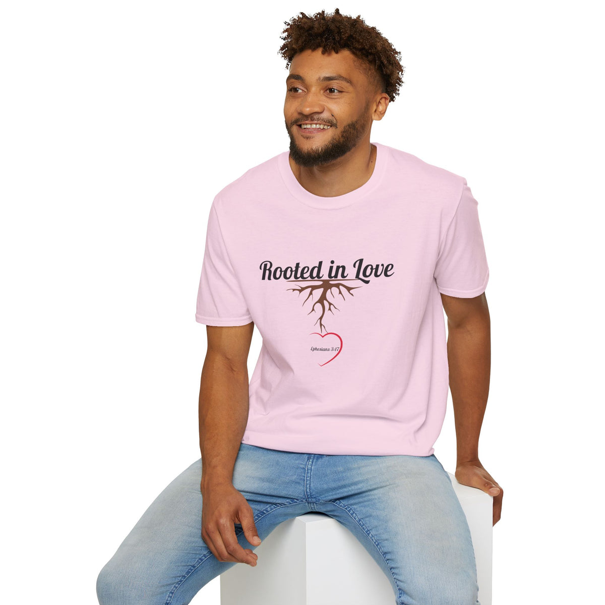 Rooted in Love Christian T-Shirt – Ephesians 3:17 Faith Apparel - Unisex Softstyle T-Shirt