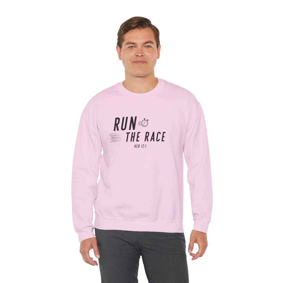 Run the Race Christian Sweatshirt – Hebrews 12:1 Wear Your Faith