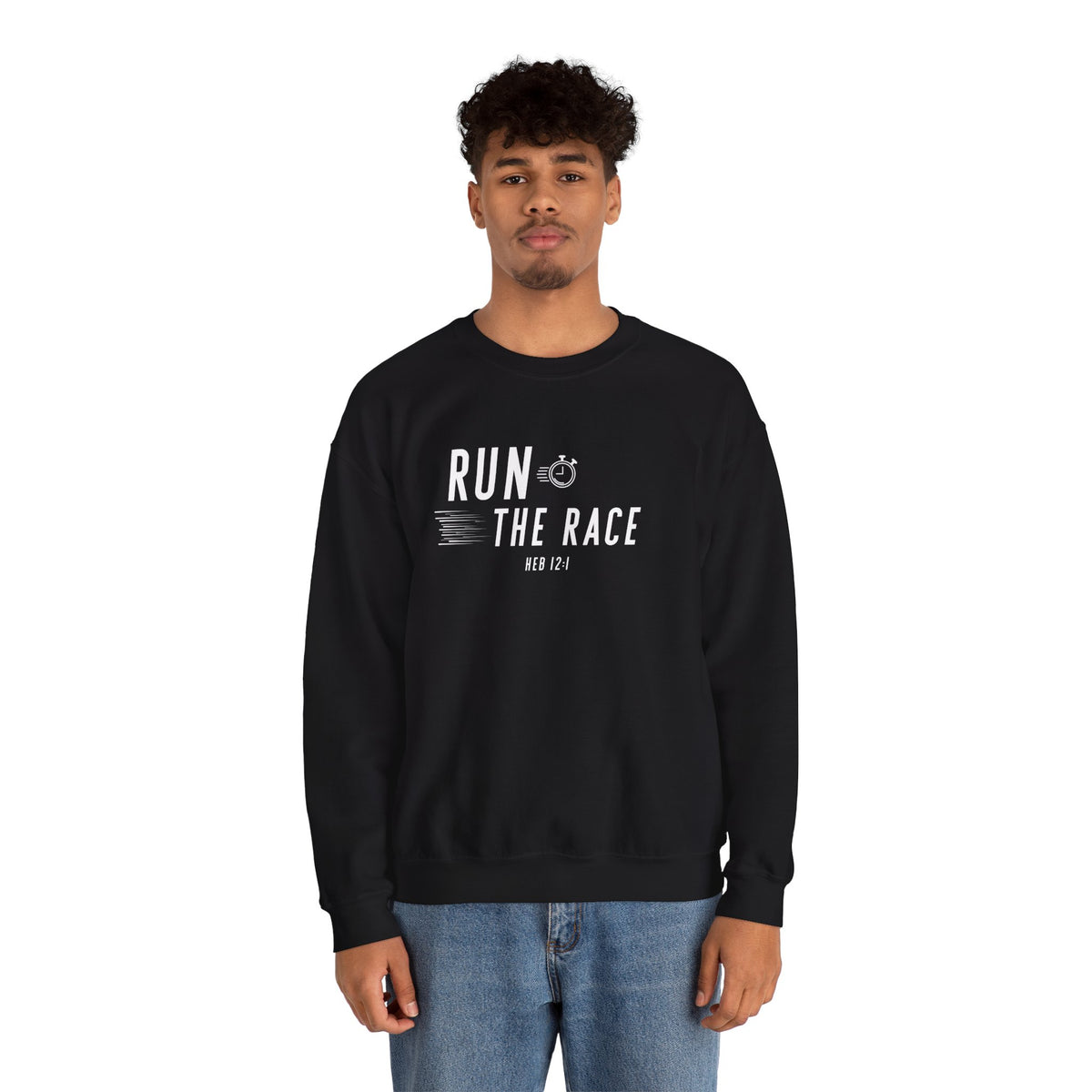 Run the Race Christian Sweatshirt – Hebrews 12:1 Wear Your Faith