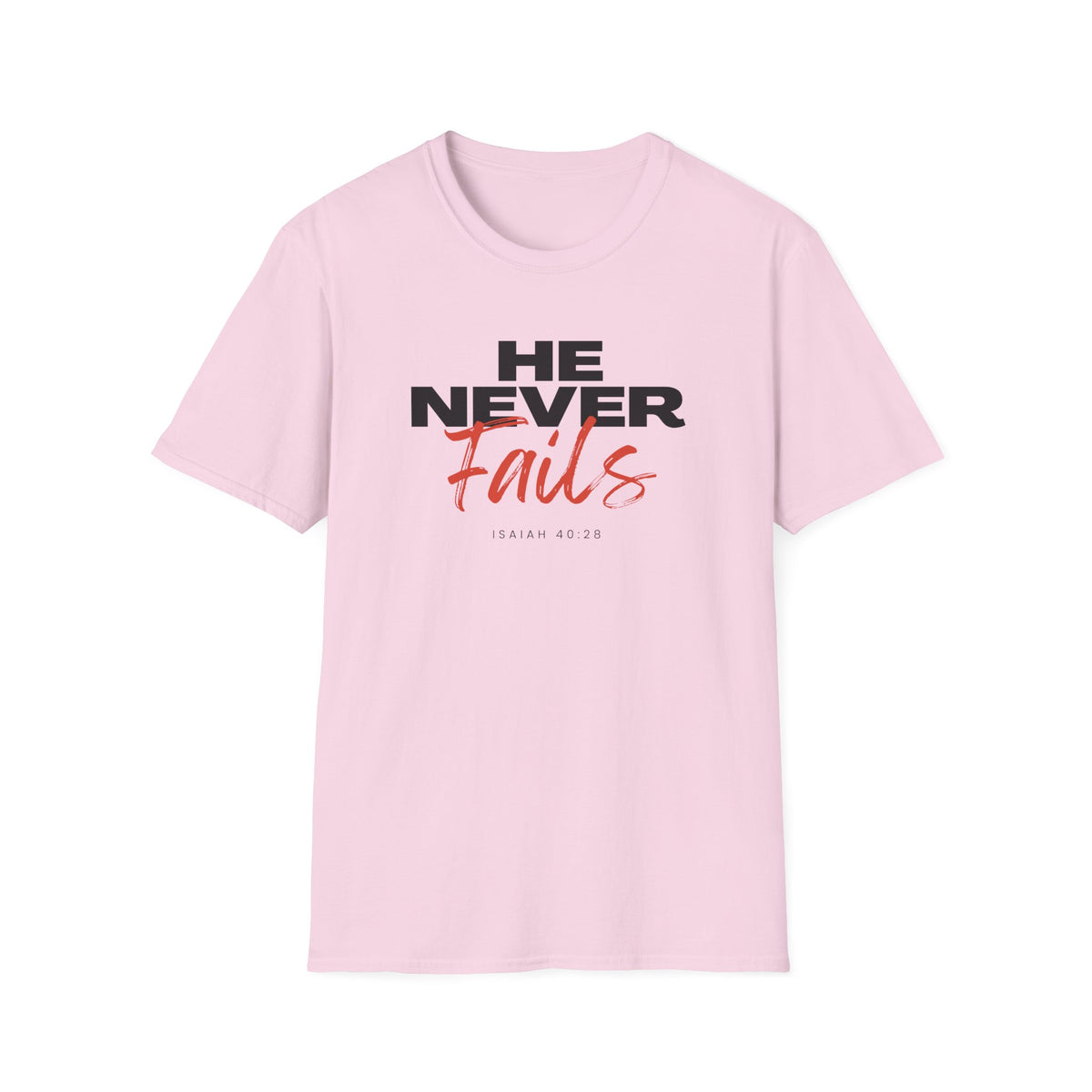 "He Never Fails" Unisex Softstyle T-Shirt