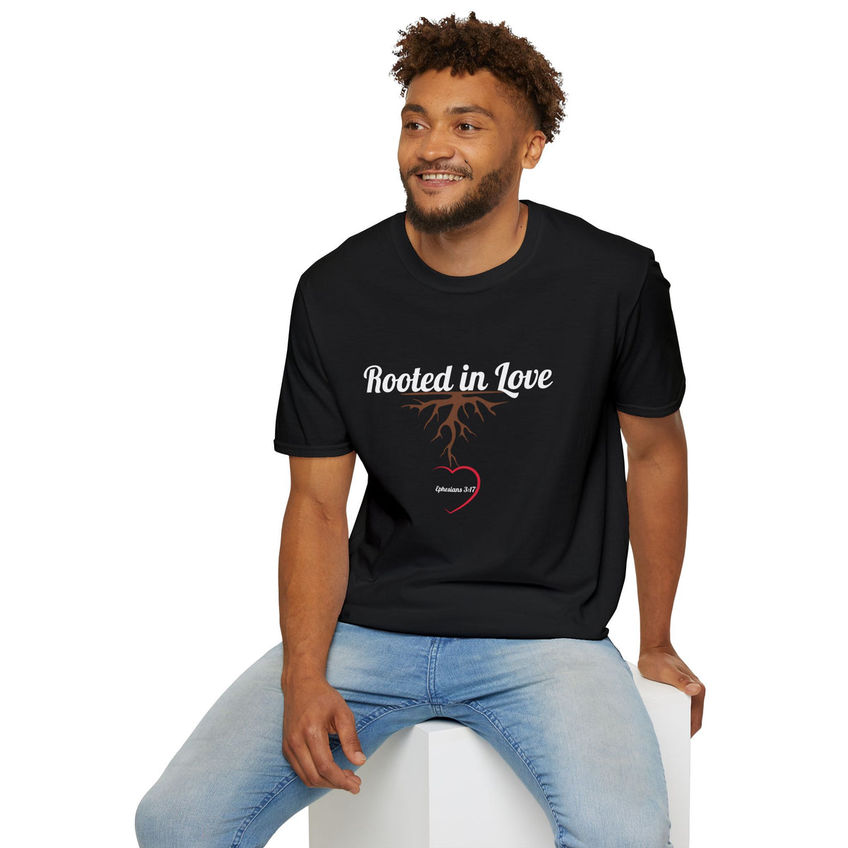 Rooted in Love Christian T-Shirt – Ephesians 3:17 Faith Apparel - Unisex Softstyle T-Shirt