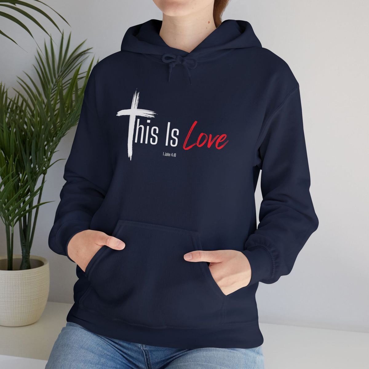 This Is Love Christian Hoodie – 1 John 4:10 Faith Apparel - Unisex Heavy Blend™ Hooded Sweatshirt