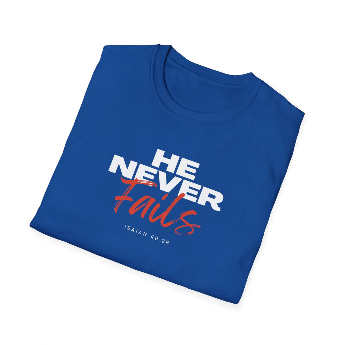 "He Never Fails" Unisex Softstyle T-Shirt