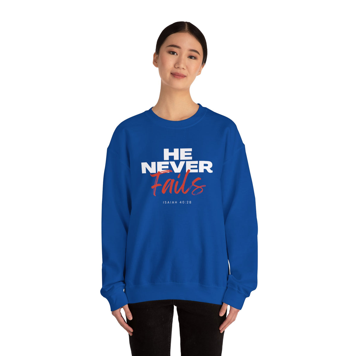 He Never Fails- Unisex Heavy Blend™ Crewneck Sweatshirt