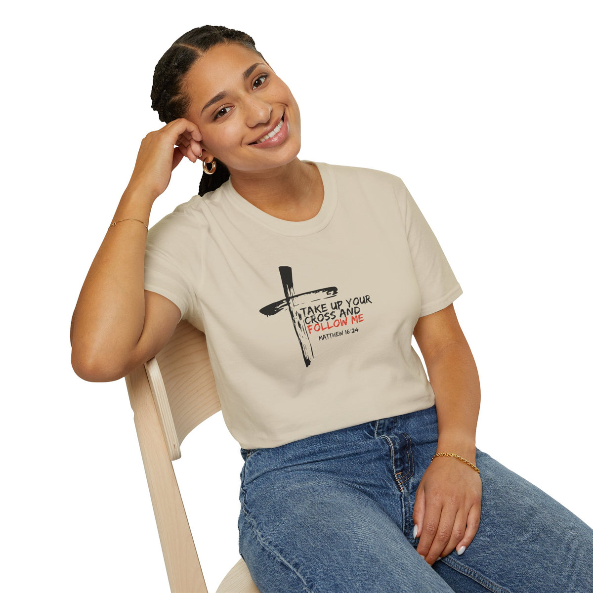 Take Up Your Cross and Follow Me- Unisex Softstyle T-Shirt