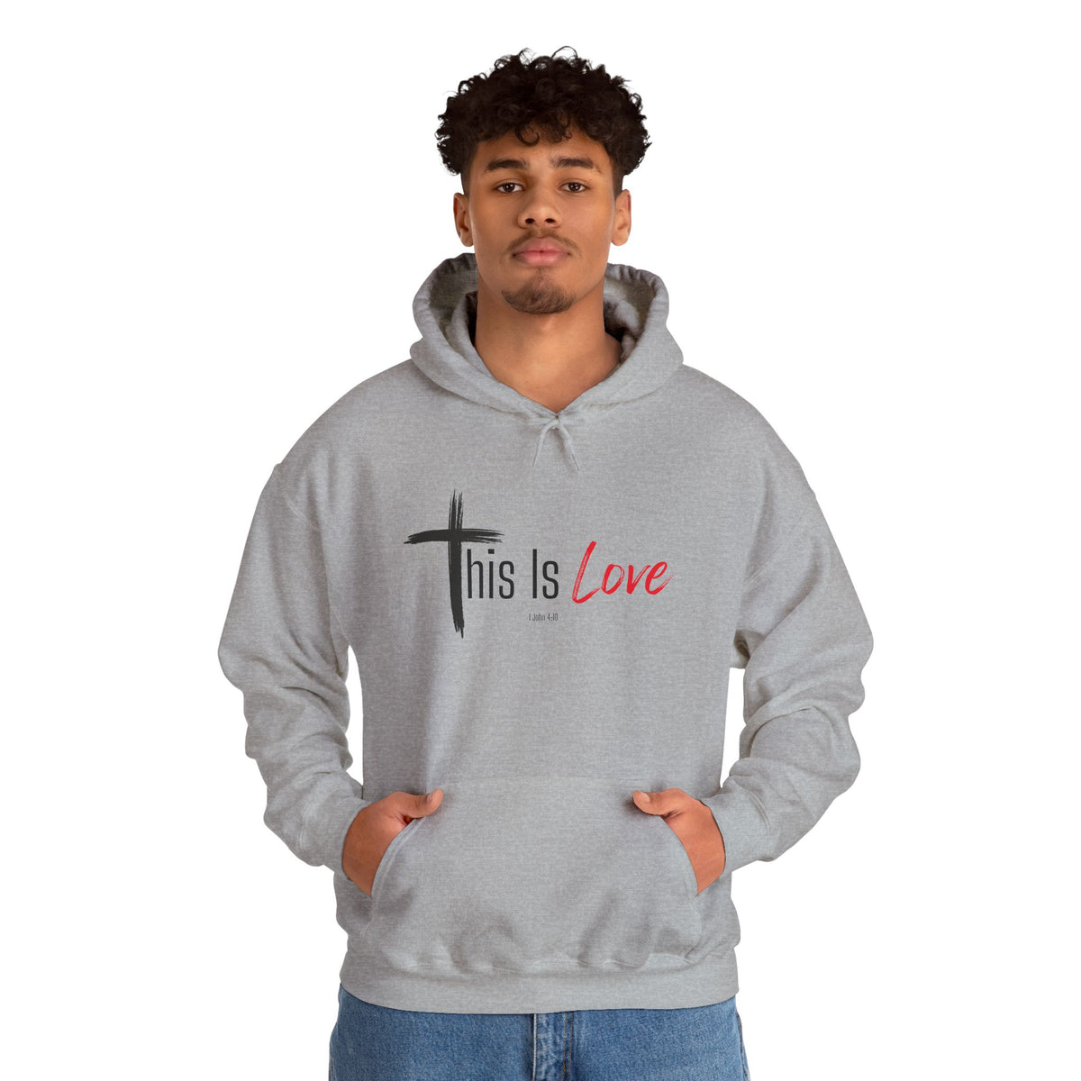 This Is Love Christian Hoodie – 1 John 4:10 Faith Apparel - Unisex Heavy Blend™ Hooded Sweatshirt