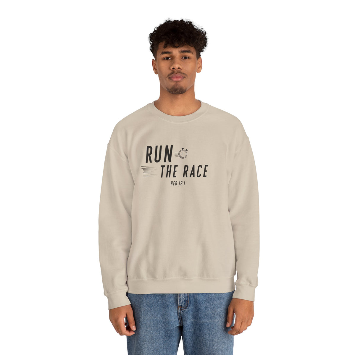 Run the Race Christian Sweatshirt – Hebrews 12:1 Wear Your Faith