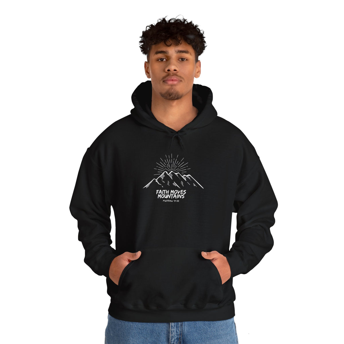 "Faith Moves Mountains" Unisex Heavy Blend™ Hooded Sweatshirt