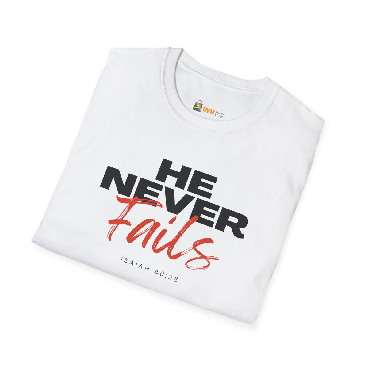 He Never Fails- Unisex Softstyle T-Shirt