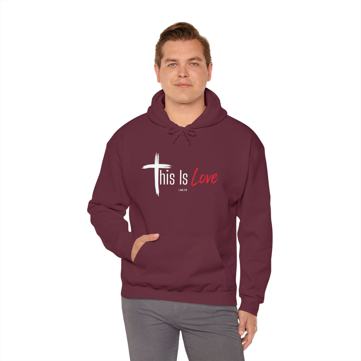 This Is Love Christian Hoodie – 1 John 4:10 Faith Apparel - Unisex Heavy Blend™ Hooded Sweatshirt