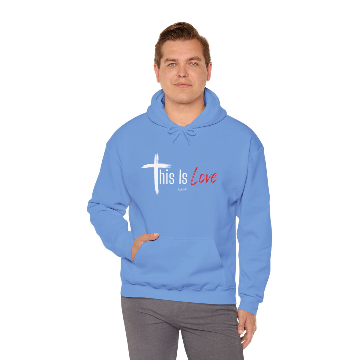 This Is Love Christian Hoodie – 1 John 4:10 Faith Apparel - Unisex Heavy Blend™ Hooded Sweatshirt