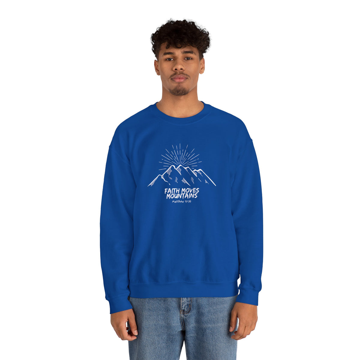 Faith Moves Mountains- Unisex Heavy Blend™ Crewneck Sweatshirt