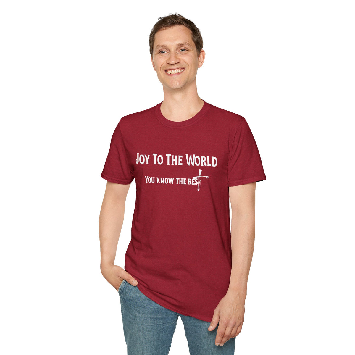 Joy to the World Christian T-Shirt – Faith-Inspired Holiday Apparel | Unisex Softstyle T-Shirt