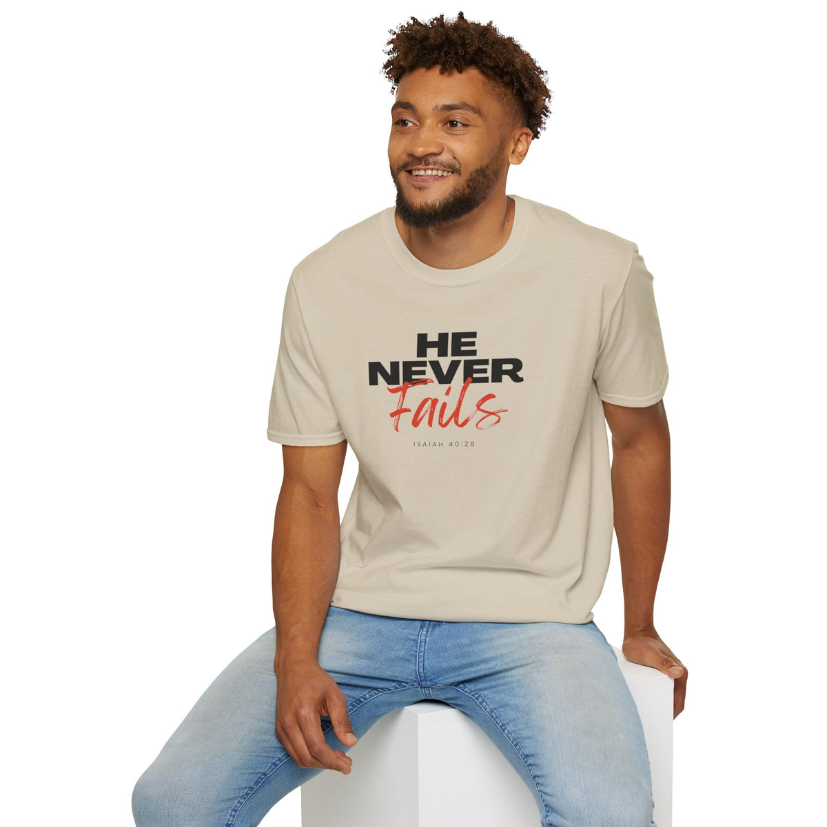 He Never Fails- Unisex Softstyle T-Shirt