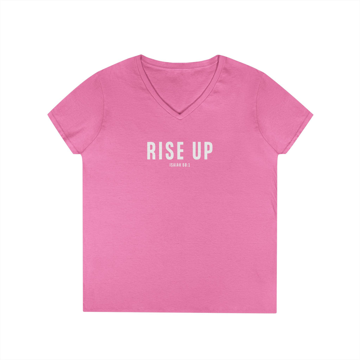 Rise Up Christian Women’s V-Neck T-Shirt – Isaiah 60:1 Faith Apparel