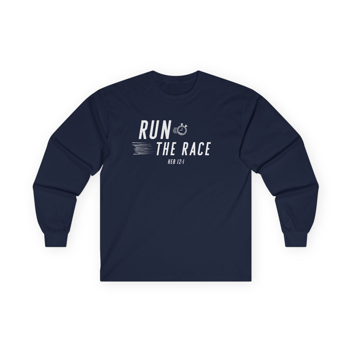 Run the Race Christian Long Sleeve T-Shirt – Hebrews 12:1 Faith in Every Season