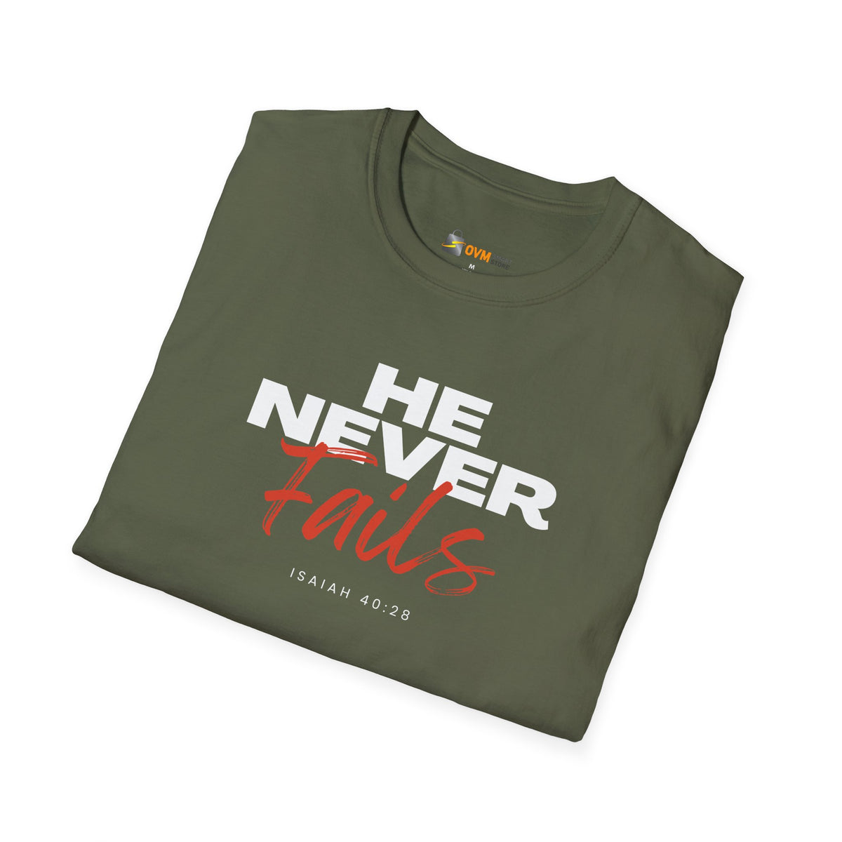 He Never Fails- Unisex Softstyle T-Shirt