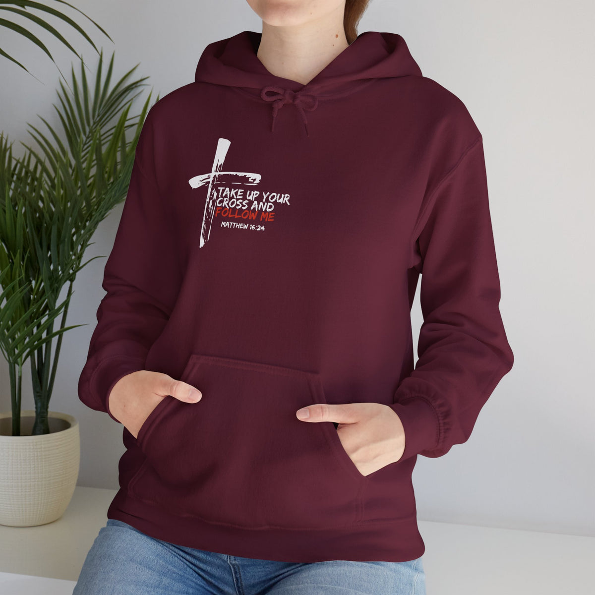 "Take Up Your Cross and Follow Me" Unisex Heavy Blend™ Hooded Sweatshirt