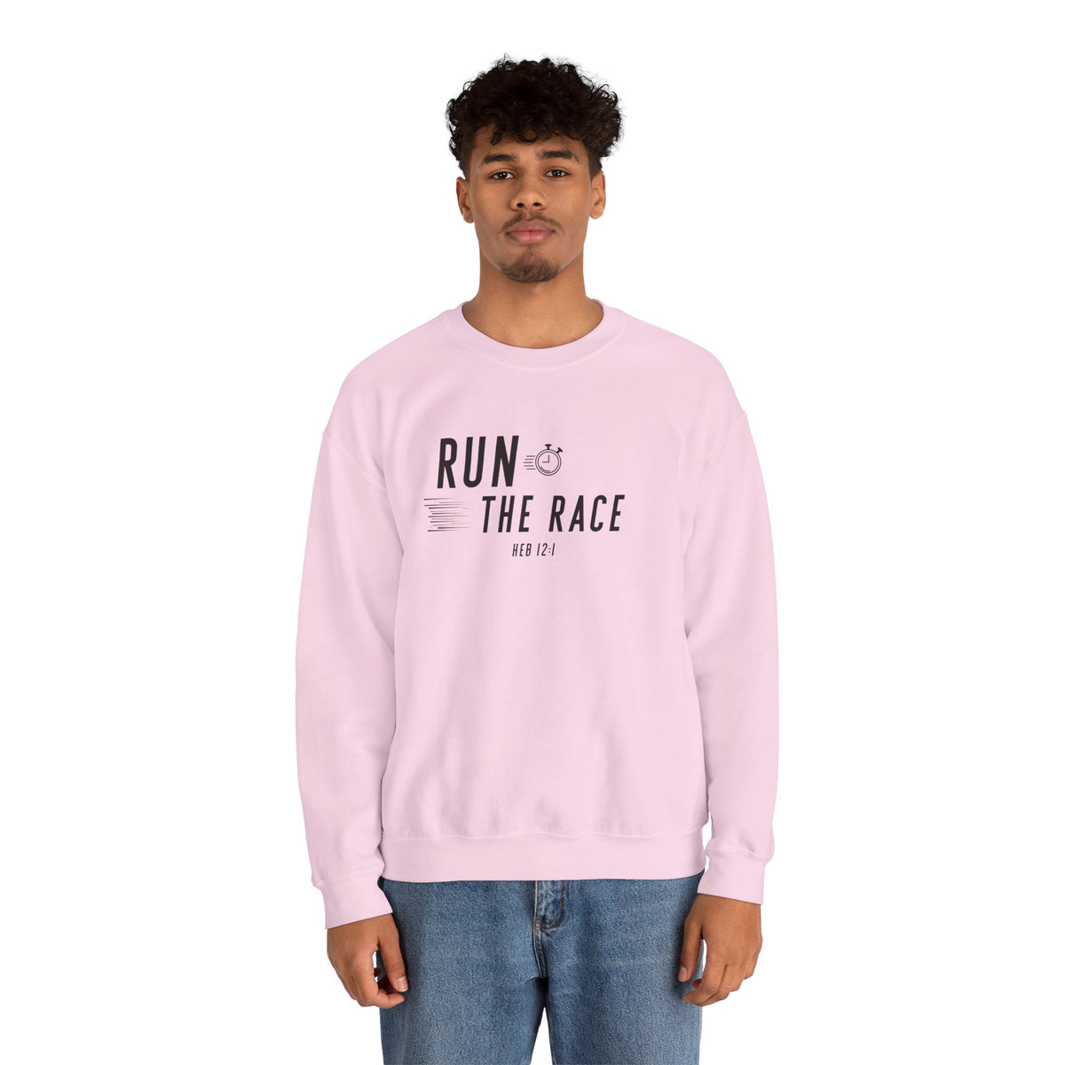 Run the Race Christian Sweatshirt – Hebrews 12:1 Wear Your Faith