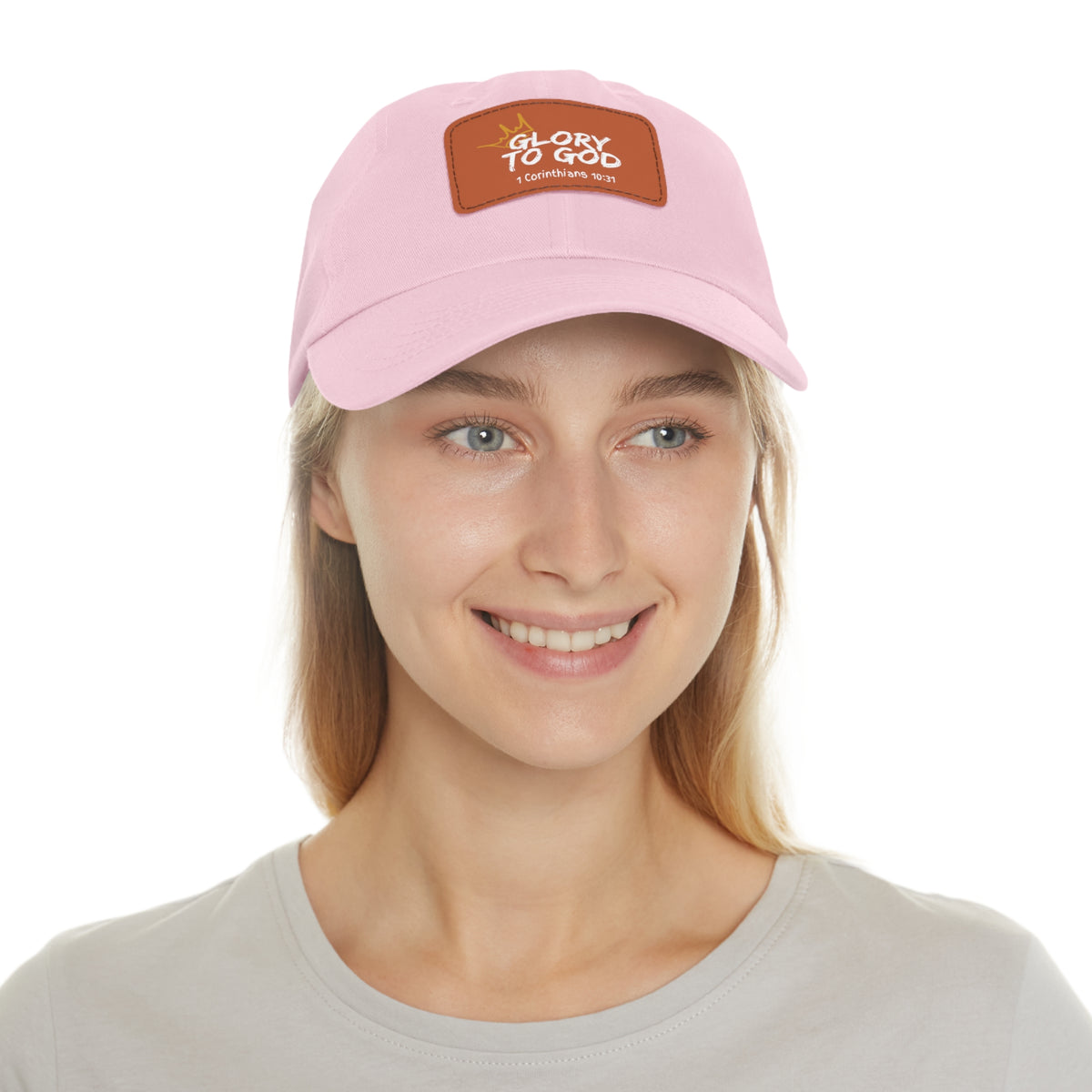 Glory To God- Dad Hat with Leather Patch (Rectangle)