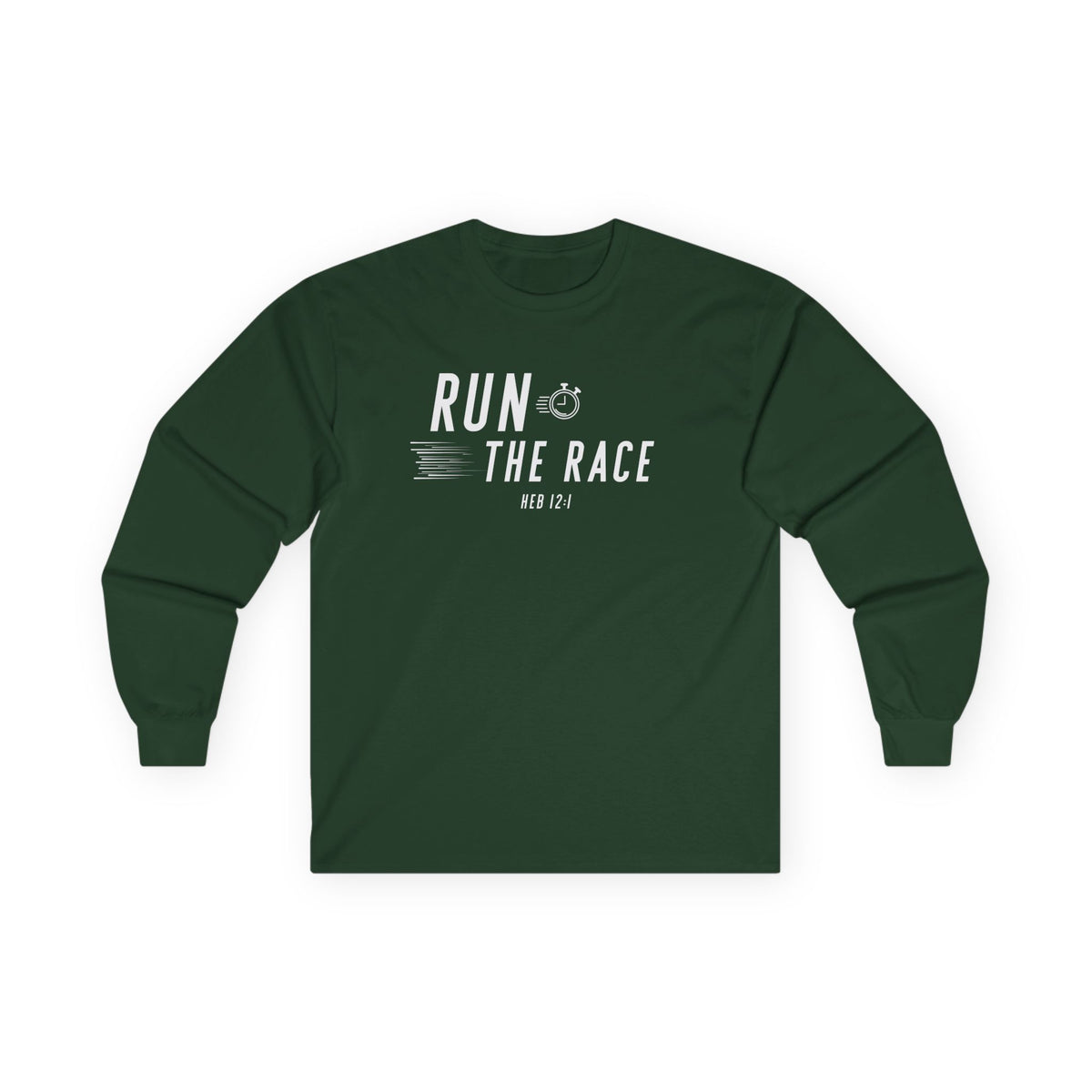 Run the Race Christian Long Sleeve T-Shirt – Hebrews 12:1 Faith in Every Season