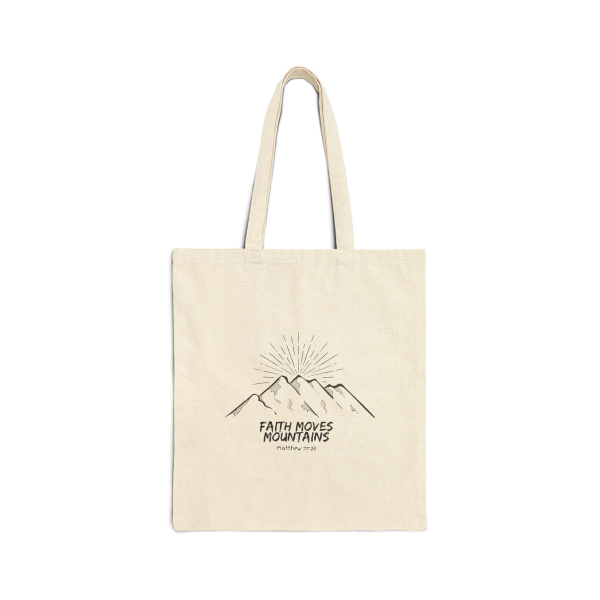 "Faith Moves Mountains" Cotton Canvas Tote Bag