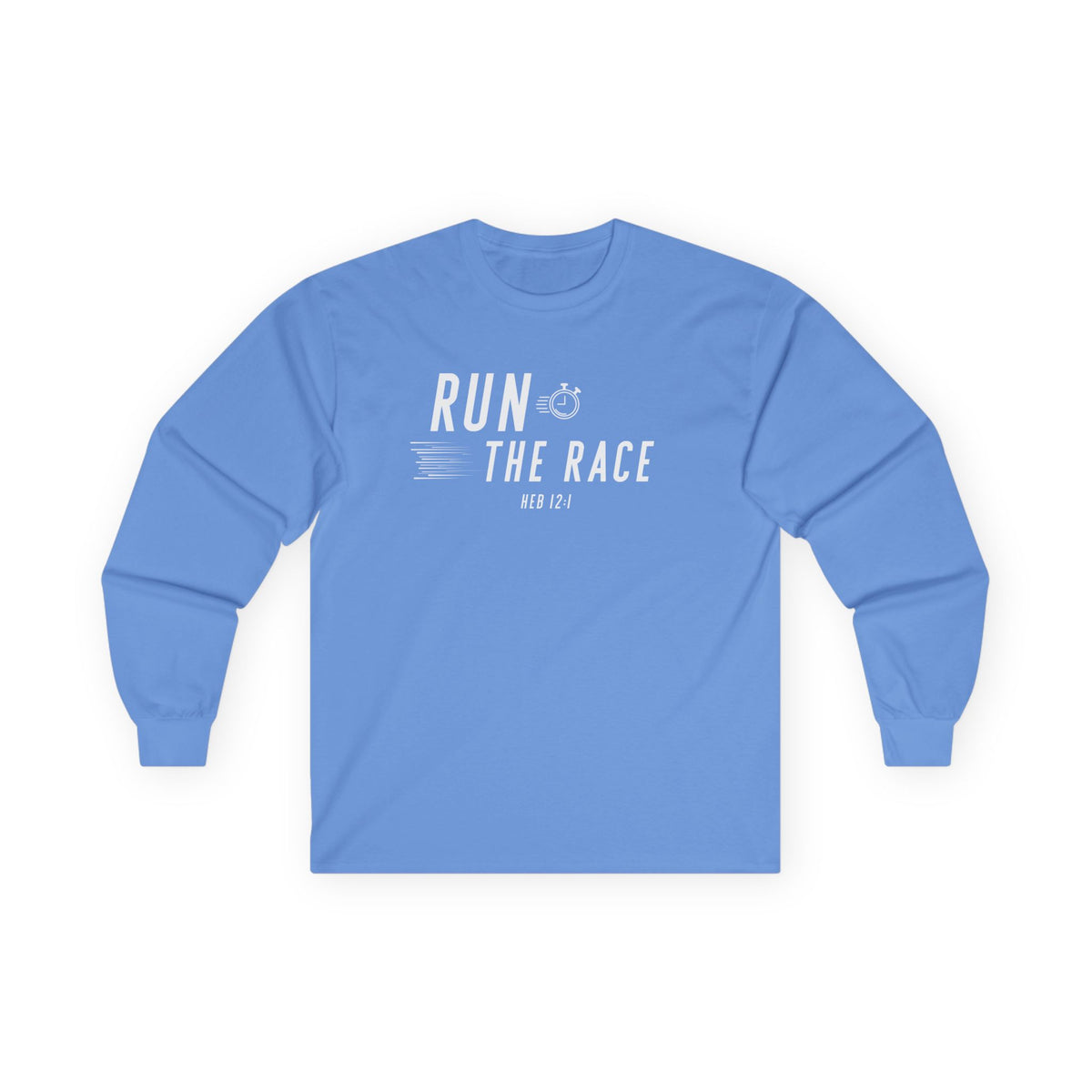 Run the Race Christian Long Sleeve T-Shirt – Hebrews 12:1 Faith in Every Season