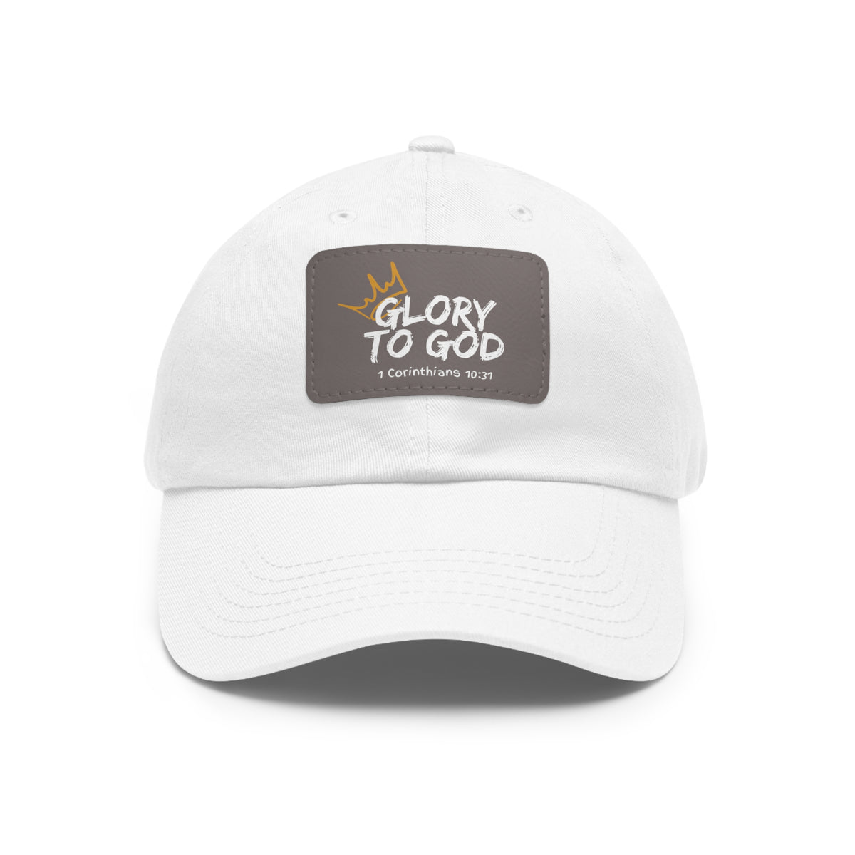 Glory To God- Dad Hat with Leather Patch (Rectangle)