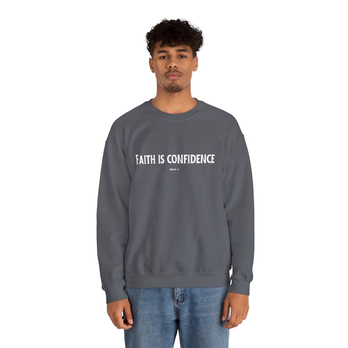 Faith is Confidence Christian Sweatshirt – Cozy Faith Holiday Apparel | Unisex Heavy Blend™ Crewneck Sweatshirt