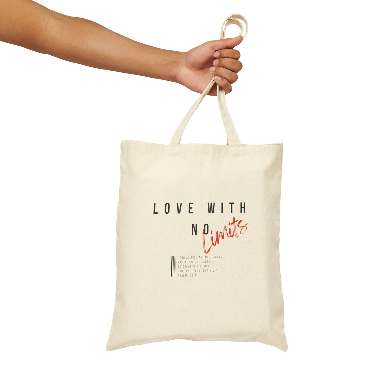 "Love With No Limits" Cotton Canvas Tote Bag