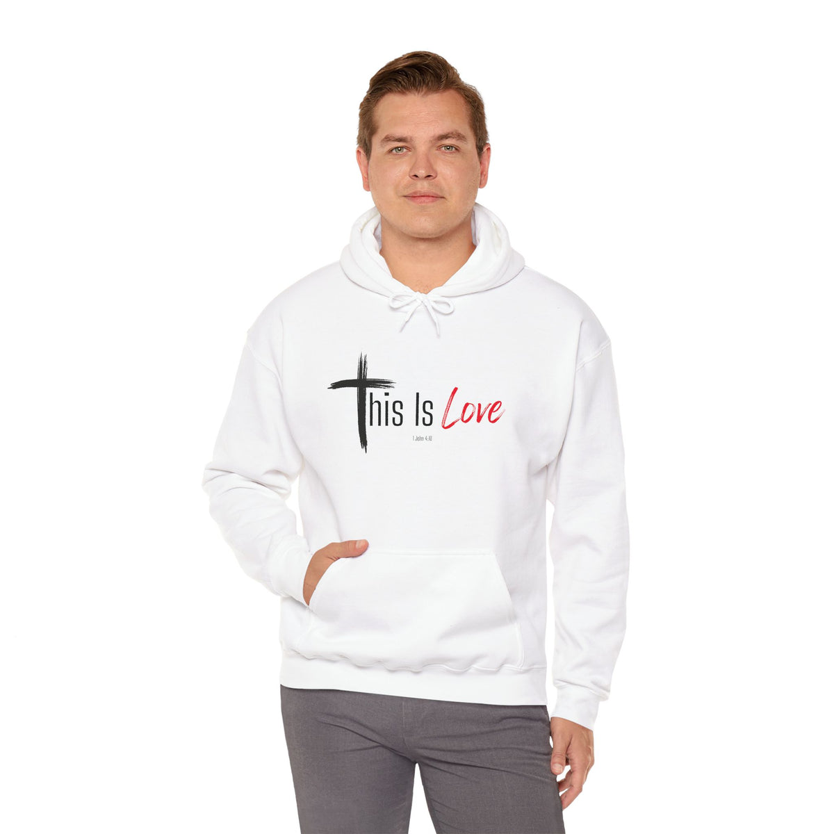 This Is Love Christian Hoodie – 1 John 4:10 Faith Apparel - Unisex Heavy Blend™ Hooded Sweatshirt