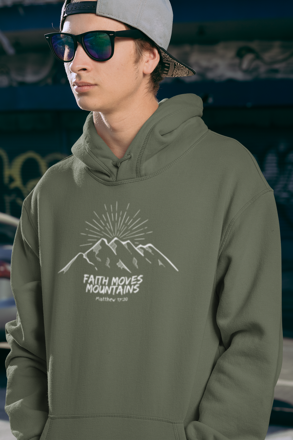 "Faith Moves Mountains" Unisex Heavy Blend™ Hooded Sweatshirt