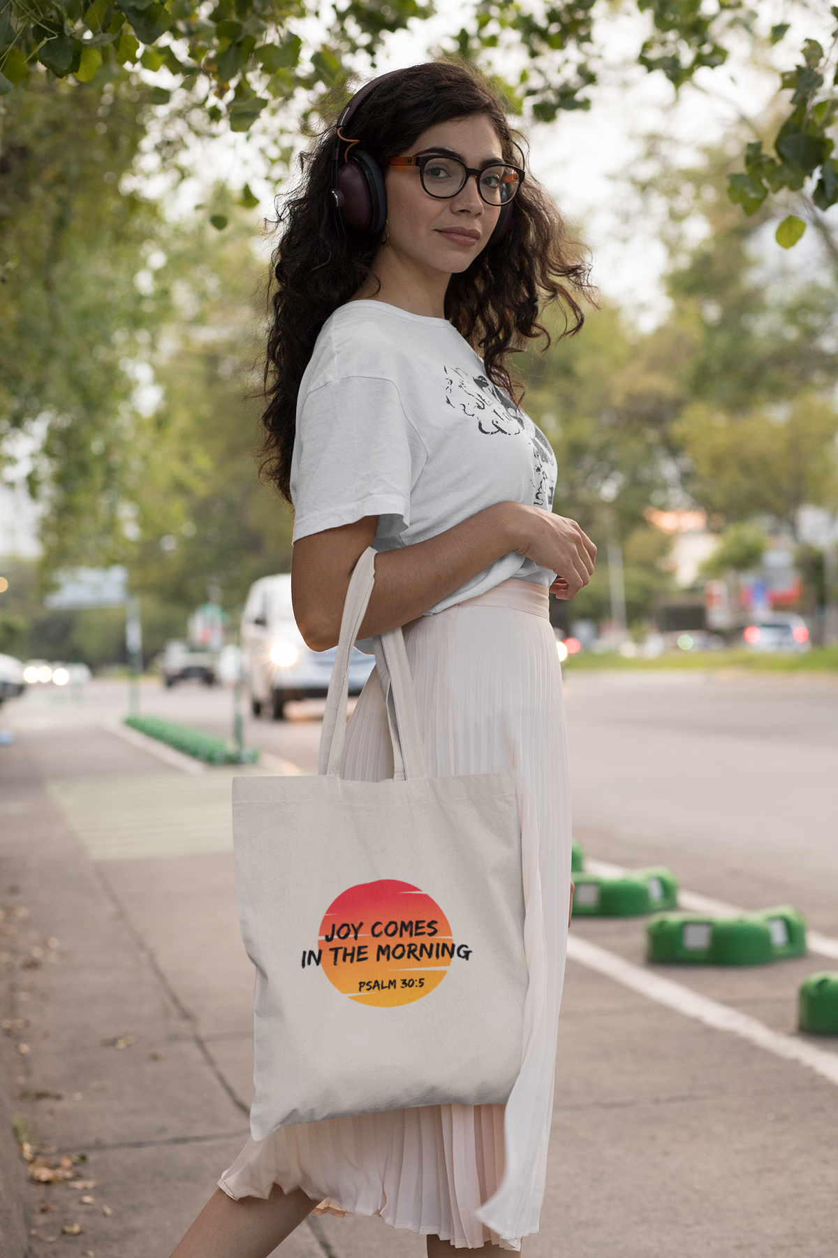 "Joy Comes in the Morning" Cotton Canvas Tote Bag