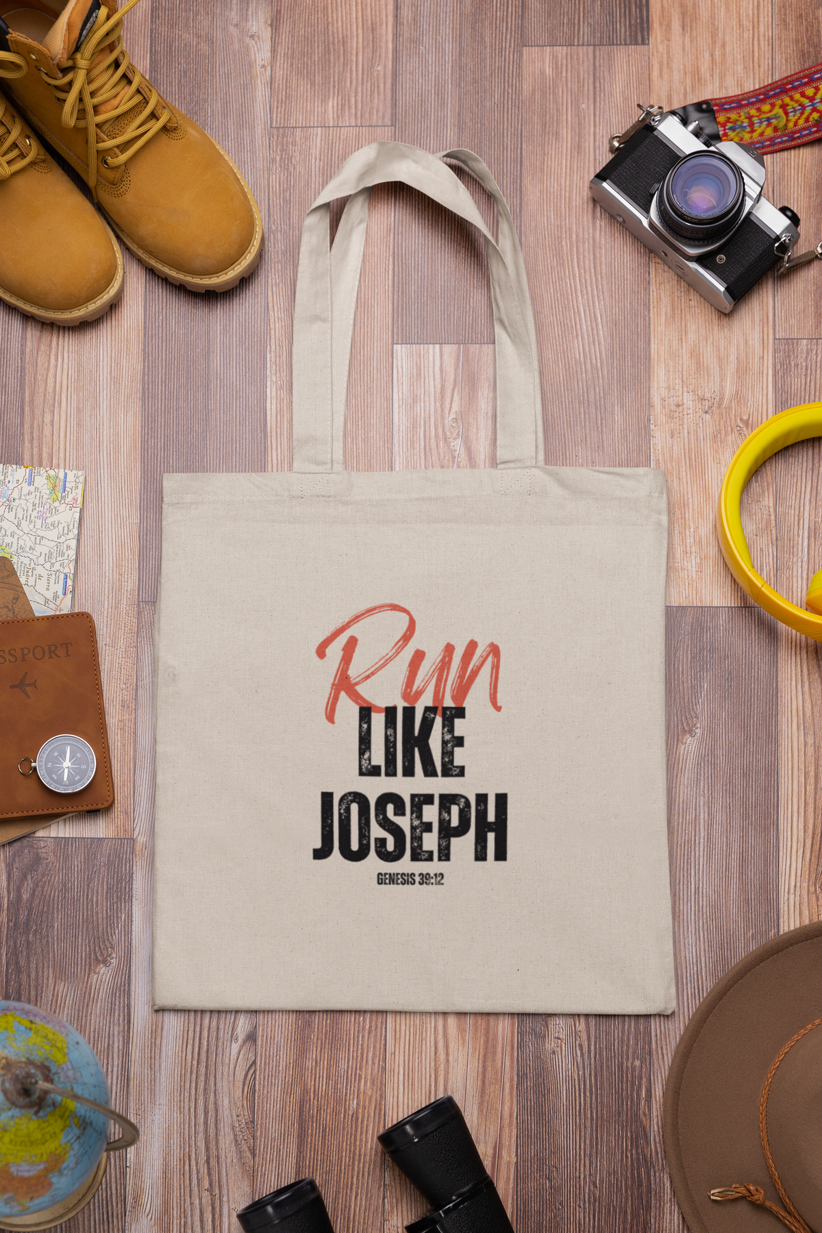 "Run Like Joseph" Cotton Canvas Tote Bag