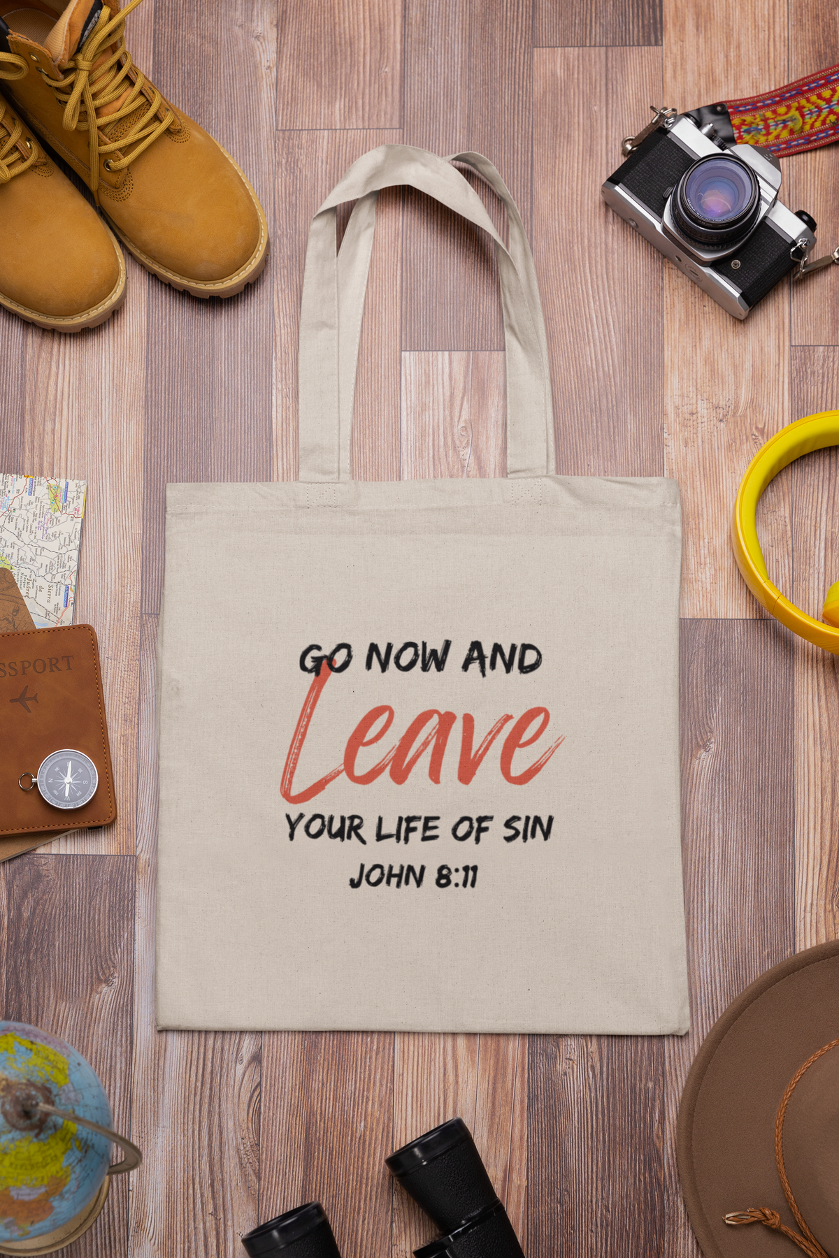 "Go Now and Leave Your Life of Sin" Cotton Canvas Tote Bag