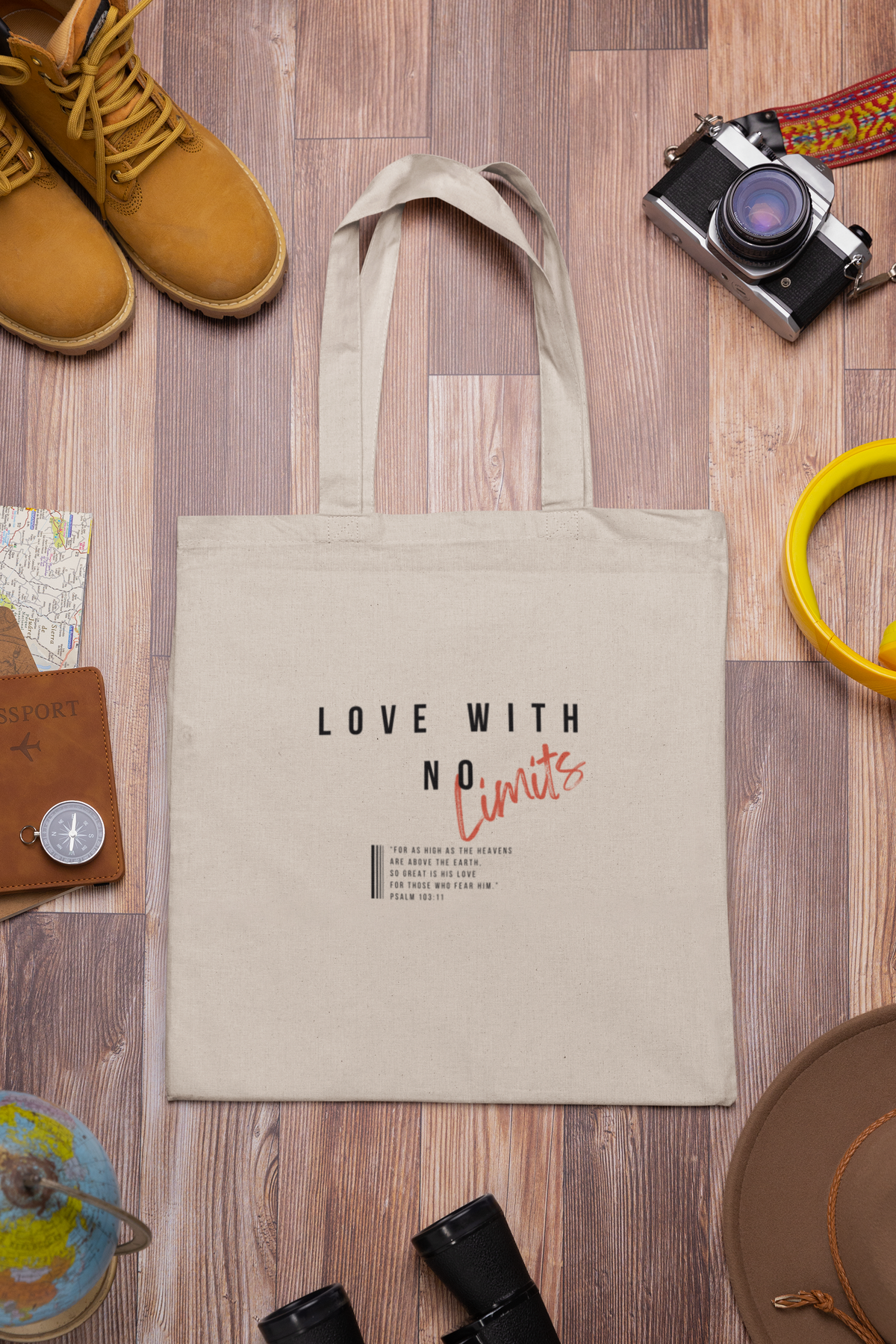 "Love With No Limits" Cotton Canvas Tote Bag