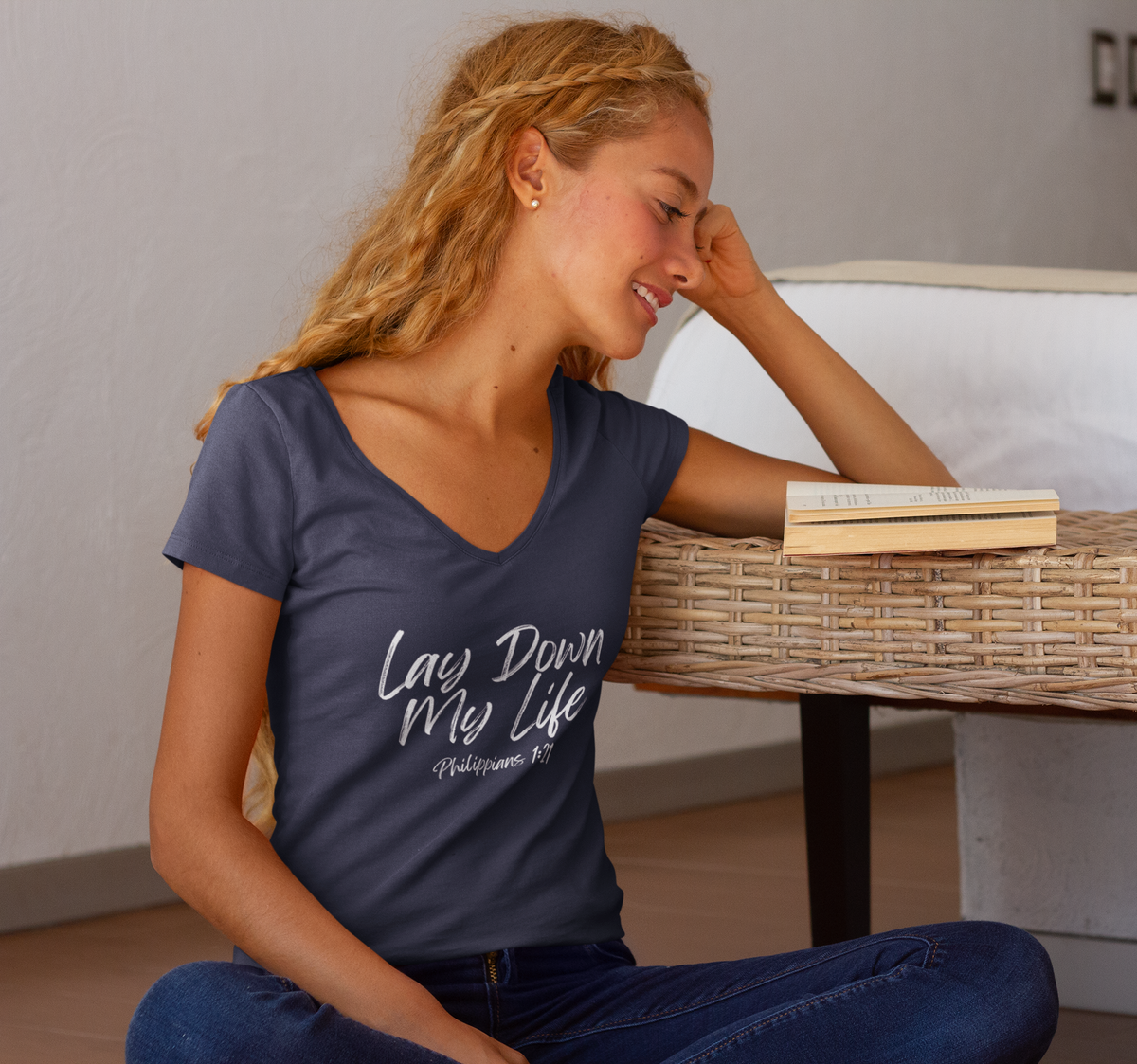 Lay Down My Life- Ladies' V-Neck T-Shirt