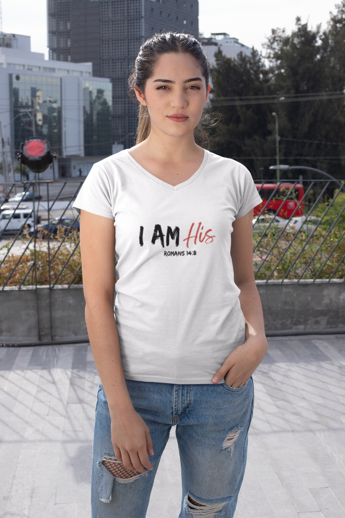I Am His- Ladies' V-Neck T-Shirt