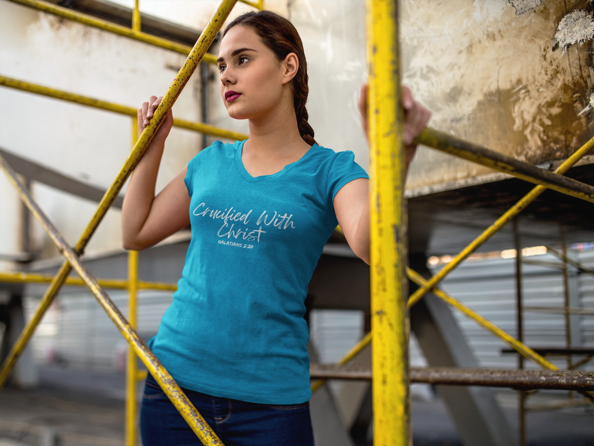 Crucified With Christ- Ladies' V-Neck T-Shirt
