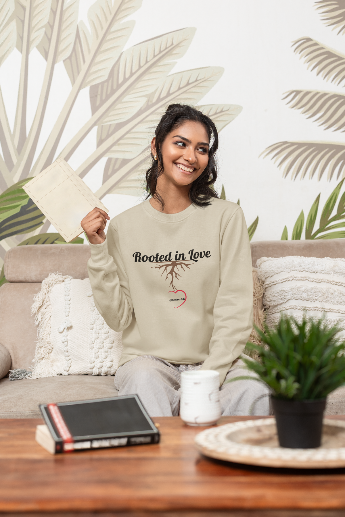 Rooted in Love Christian Sweatshirt – Ephesians 3:17 Wear Your Faith - Unisex Heavy Blend™ Crewneck Sweatshirt