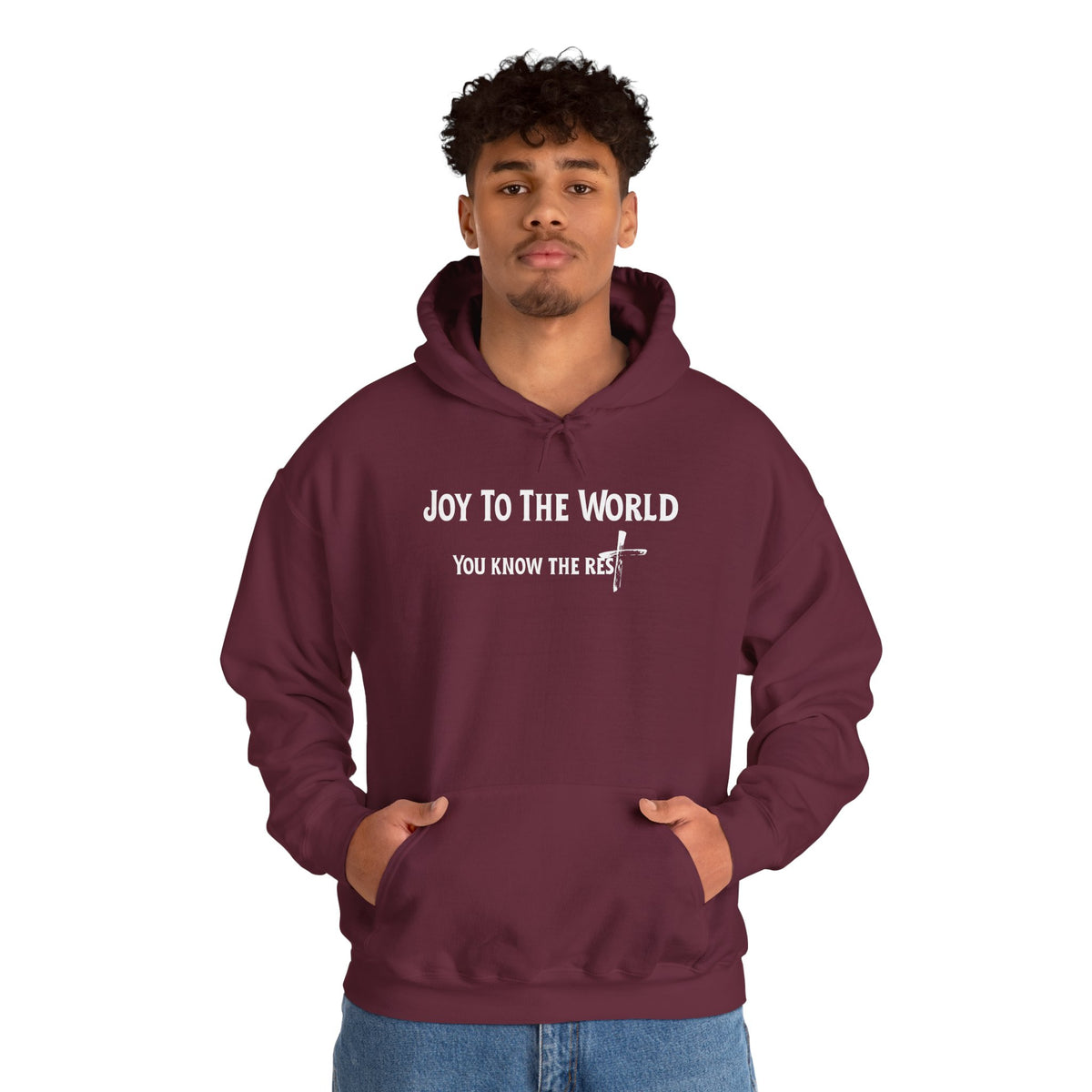 Joy to the World Christian Hoodie – Faith-Based Christmas Wear | Unisex Heavy Blend™ Hooded Sweatshirt