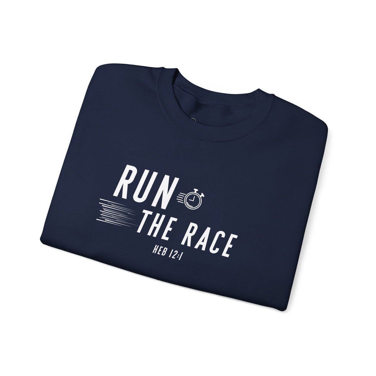 Run the Race Christian Sweatshirt – Hebrews 12:1 Wear Your Faith